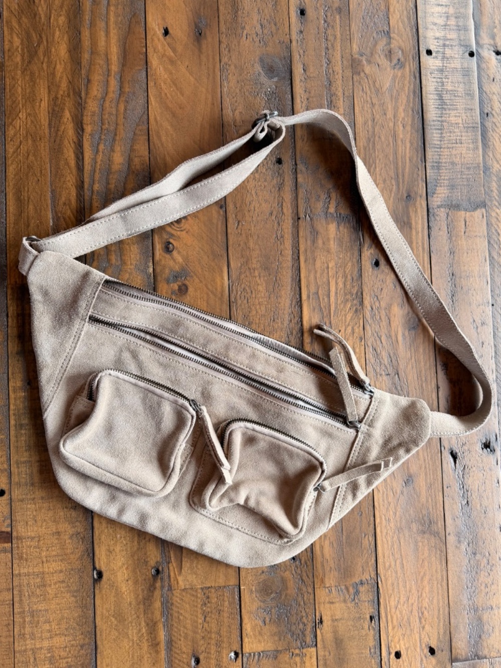 Free People Samara Suede Sling Bag Rock Salt Neutral Crossbody Belt Bag - Picture 5 of 10